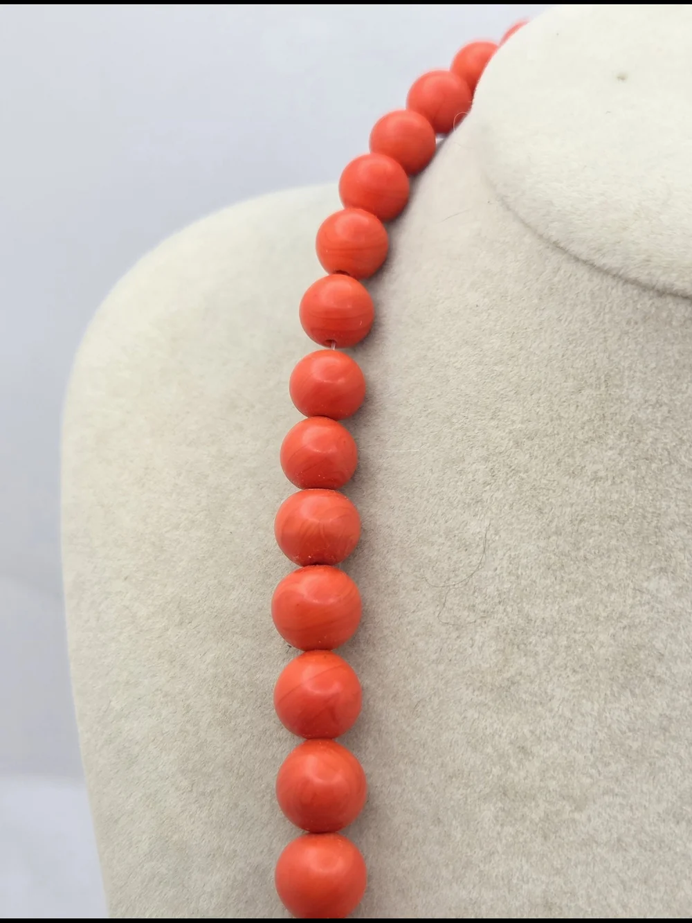 Vintage Orange Slag Glass Graduated Bead Necklace 19
